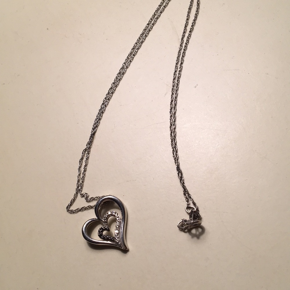 Heart necklace with black diamonds